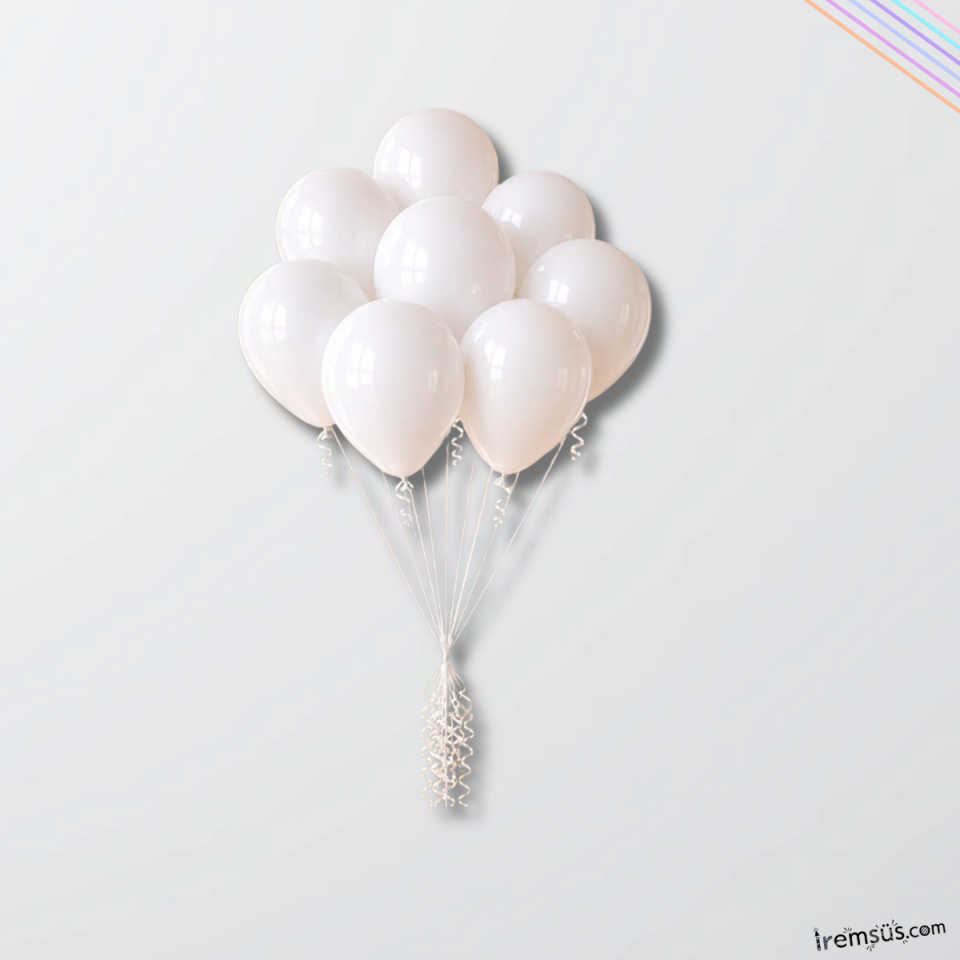 Beyaz Renk 10 Adet Balon Pastel Ton 12''