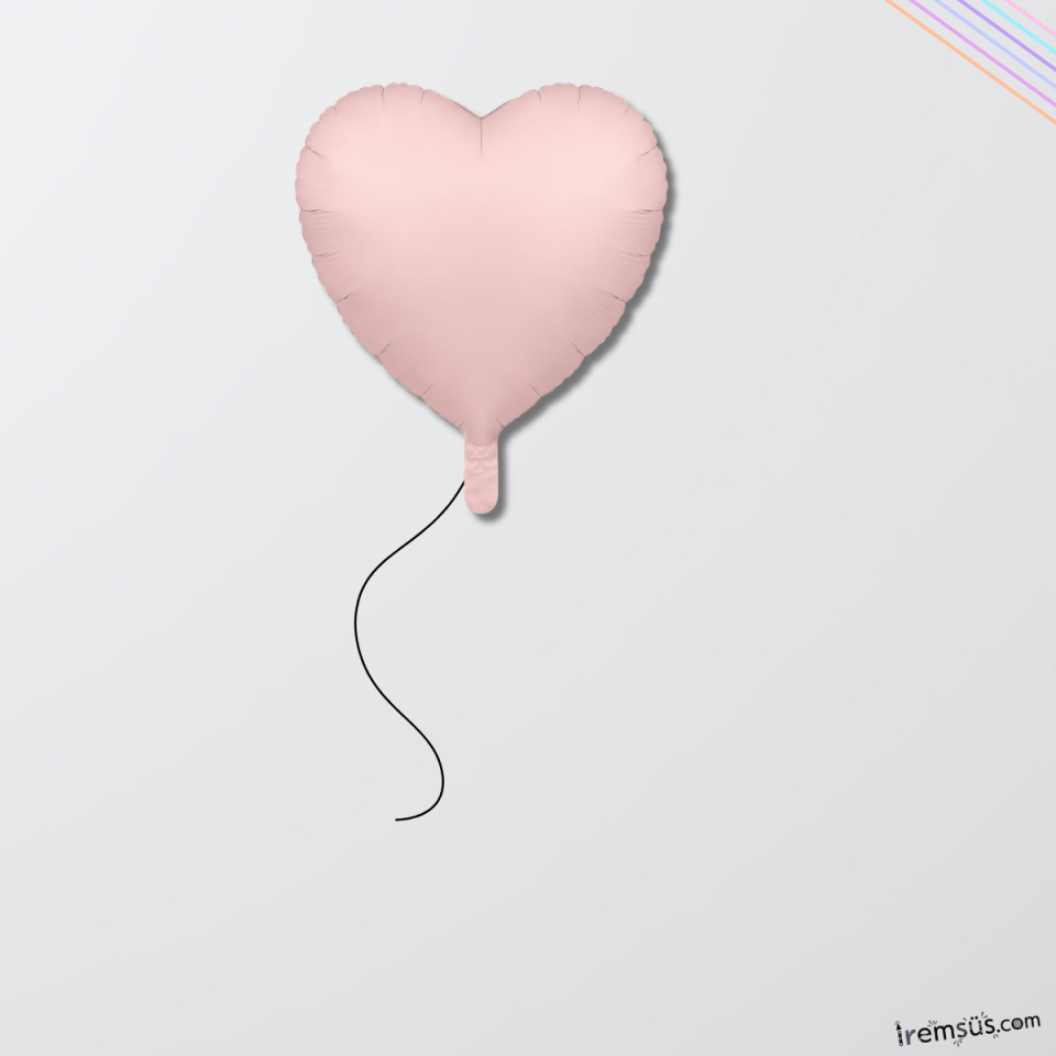 Satin Pembe Renk Folyo Kalp Balon 45 Cm