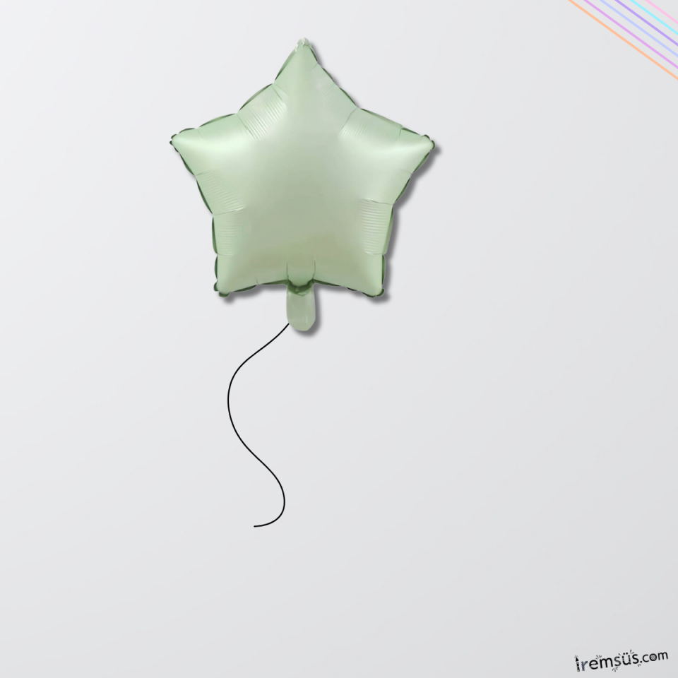 Su Yeşili Renk Folyo Yıldız Helyum Balon 45 CM 1 adet Set Retro Renk Folyo Yıldız