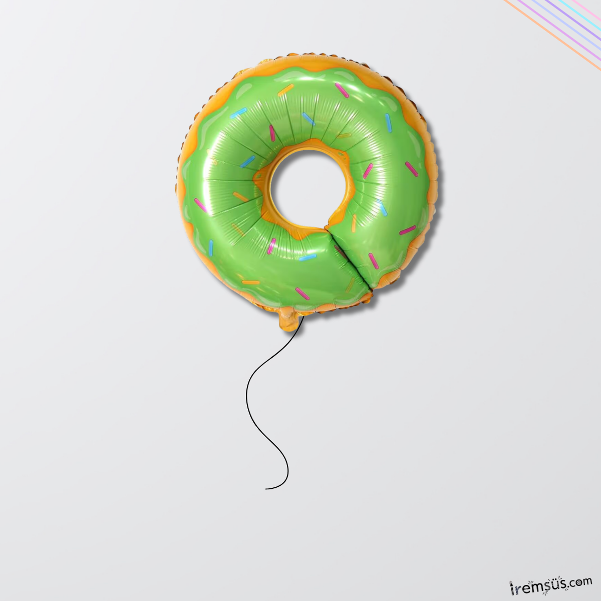Donut Figür Yeşil Renk Folyo Helyum Balon 80 cm Donut Konsept Parti Süsleme