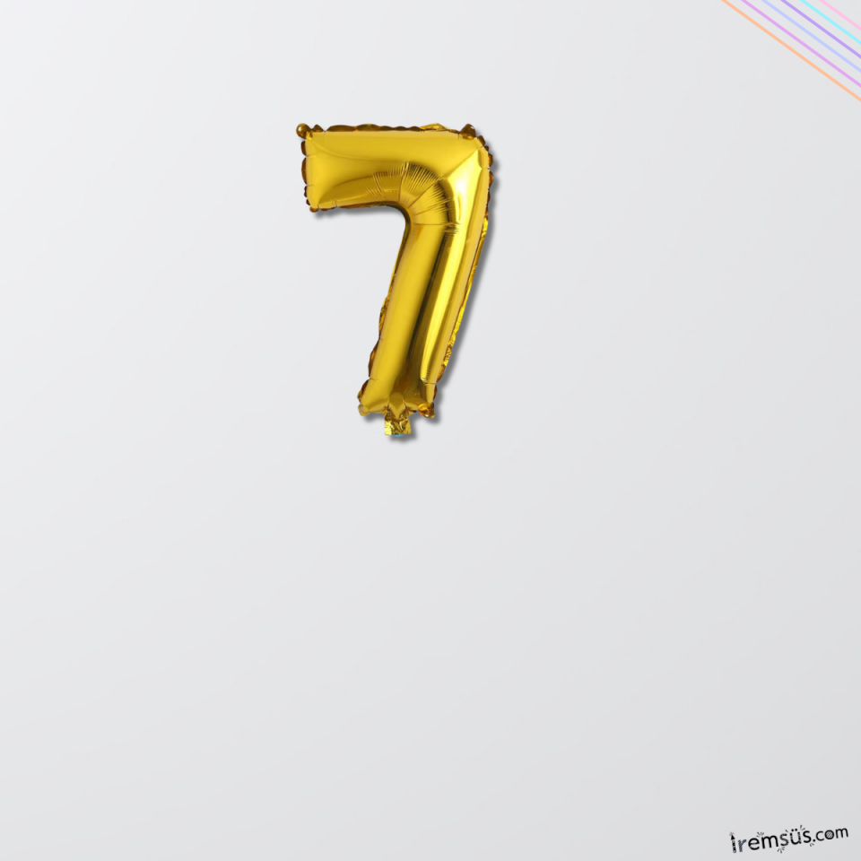 7 Rakam Gold Renk Folyo Balon 36 Cm