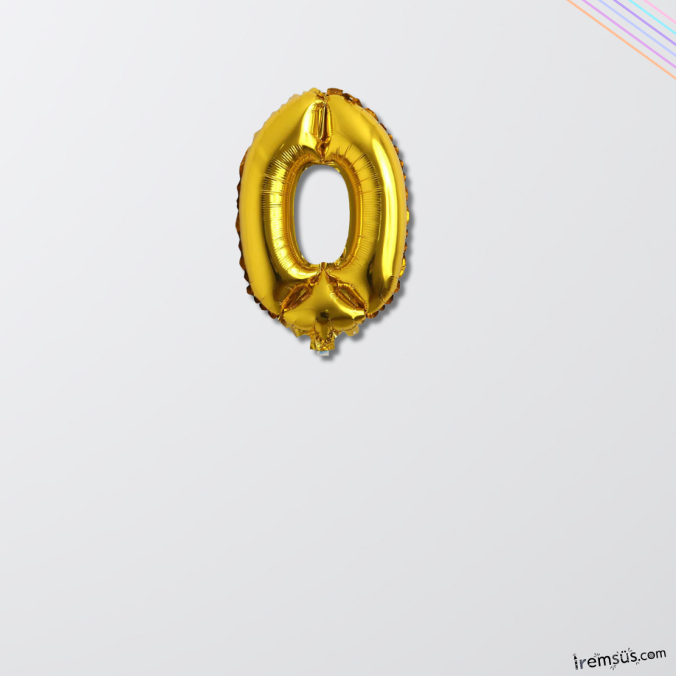 0 Rakam Doğum Günü Partisi Gold Renk Folyo Balon 16'' 36 Cm 0 Rakam Folyo Balon Altın Konsept