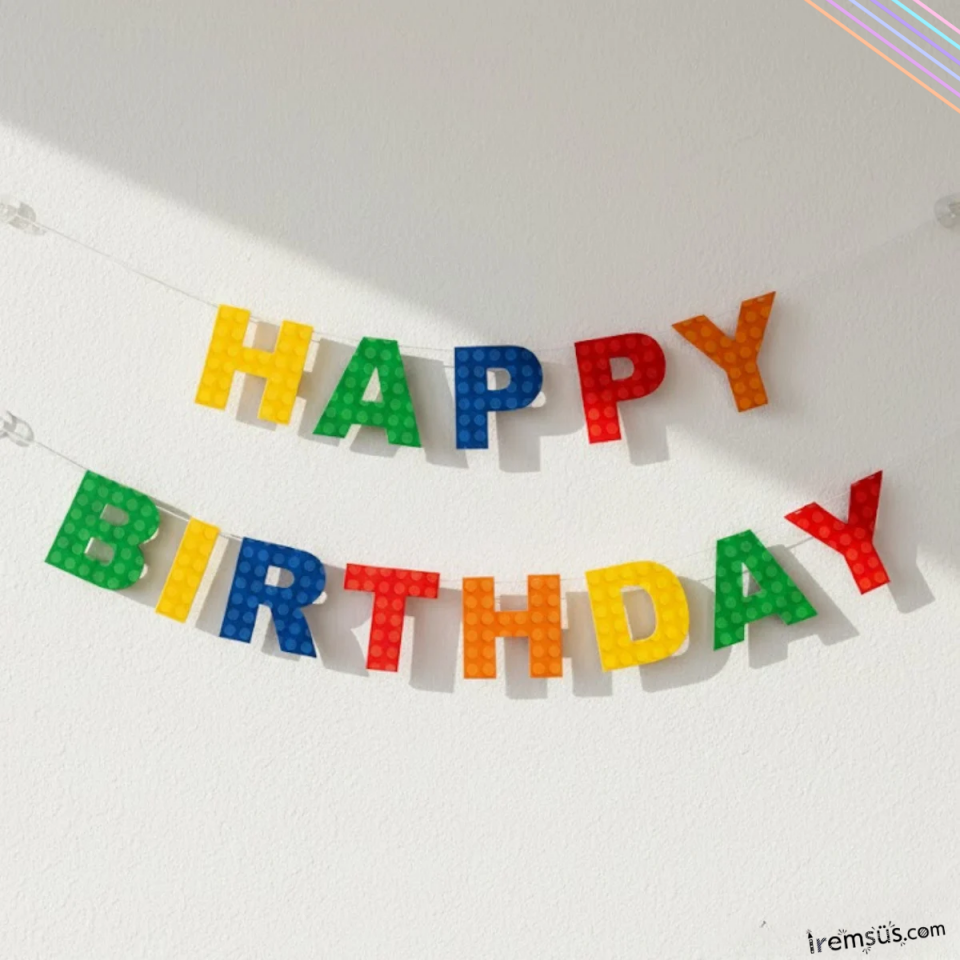 Bloklar Konsept Doğum Günü Partisi Happy Birthday Banner Yazı 190Cm Blok Konsept Süsleme