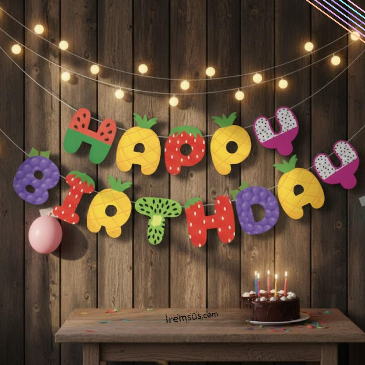 Kraft Renk Beyaz Yazılı Happy Birthday Banner Süsleme Kraft Doğum Günü Yazısı