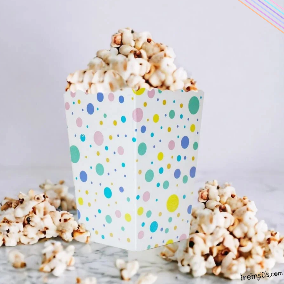 Makaron Konsept Desenli Mısır Kutusu Popcorn 8 li Makaron Tema Masa Üstü Süslemesi