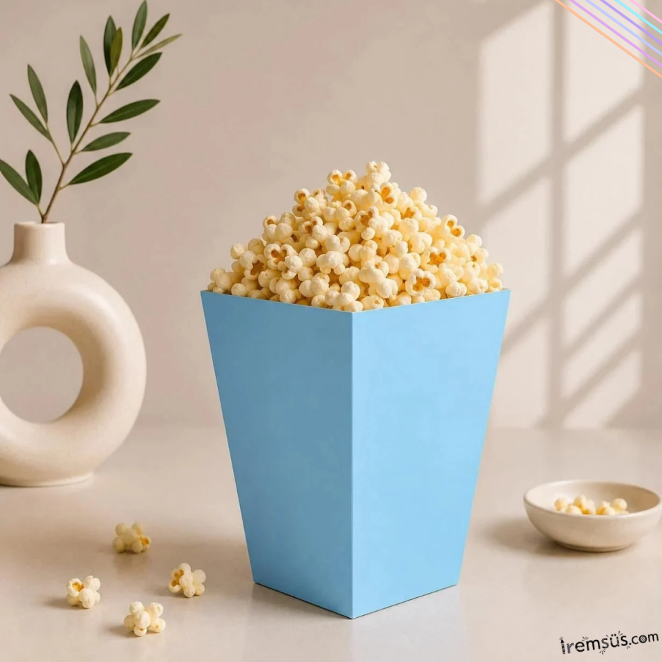 Mavi Konsept Renkli Mısır Kutusu Popcorn 8 li Mavi Tema Masa Üstü Süslemesi