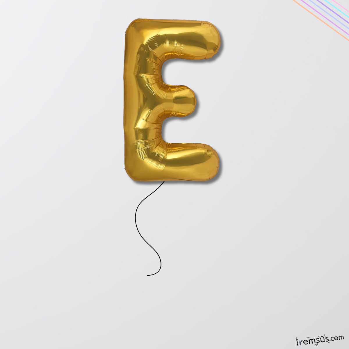 E Harfi Gold Renk Folyo Helyum Balon 76 Cm