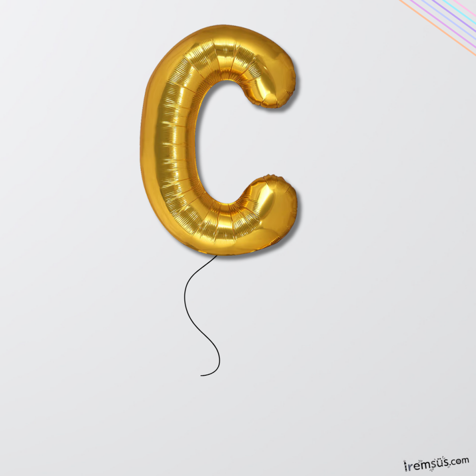 C-Ç Harfi Doğum Günü Gold Renk Folyo Helyum Balon 34'' 76 Cm C-Ç Harf Folyo Balon Gold Konsept