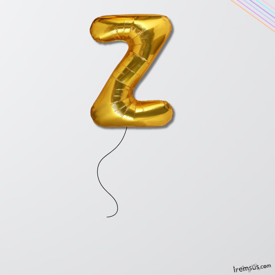 Z Harfi Doğum Günü Gold Renk Folyo Helyum Balon 34'' 76 Cm Z Harf Folyo Balon Gold Konsept