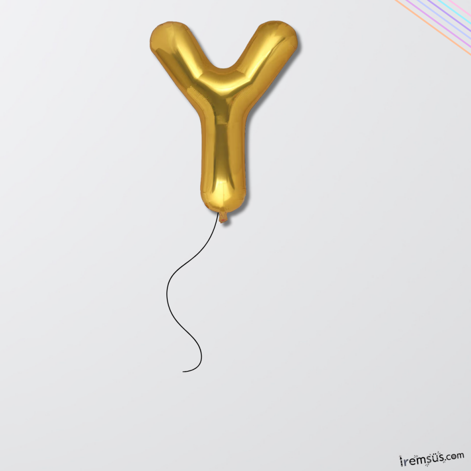 Y Harfi Doğum Günü Gold Renk Folyo Helyum Balon 34'' 76 Cm Y Harf Folyo Balon Gold Konsept