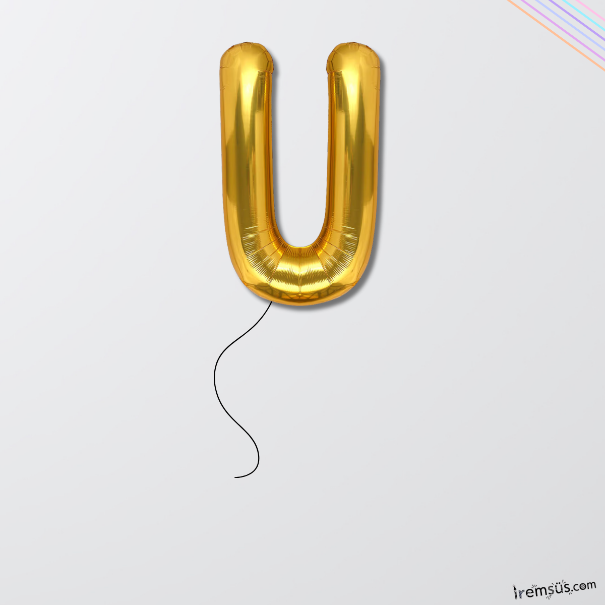 U-Ü Harfi Doğum Günü Gold Renk Folyo Helyum Balon 34'' 76 Cm U-Ü Harf Folyo Balon Gold Konsept