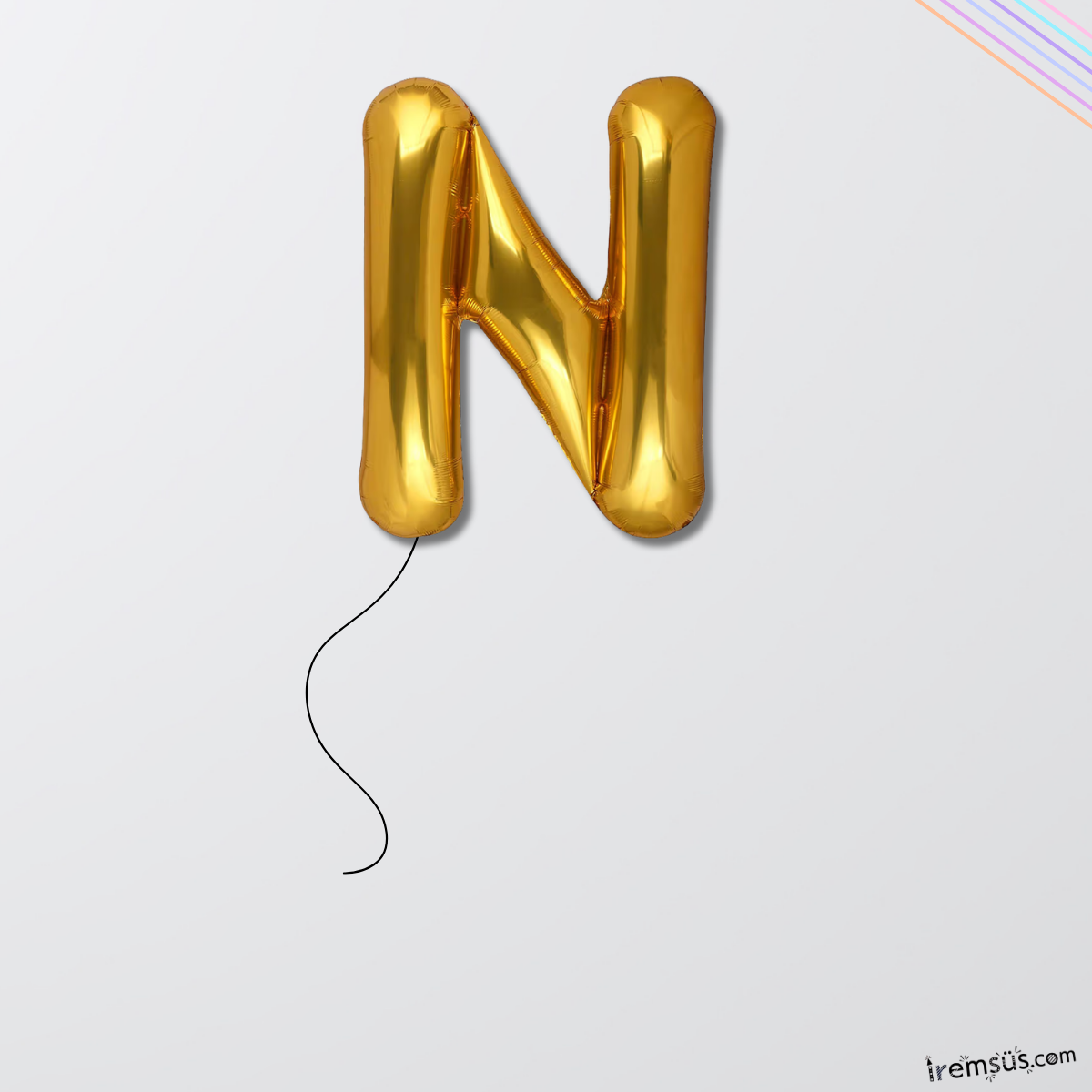 N Harfi Gold Renk Folyo Helyum Balon 76 Cm