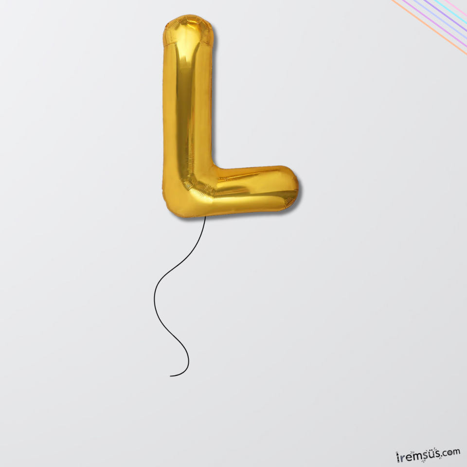 L Harfi Gold Renk Folyo Helyum Balon 76 Cm