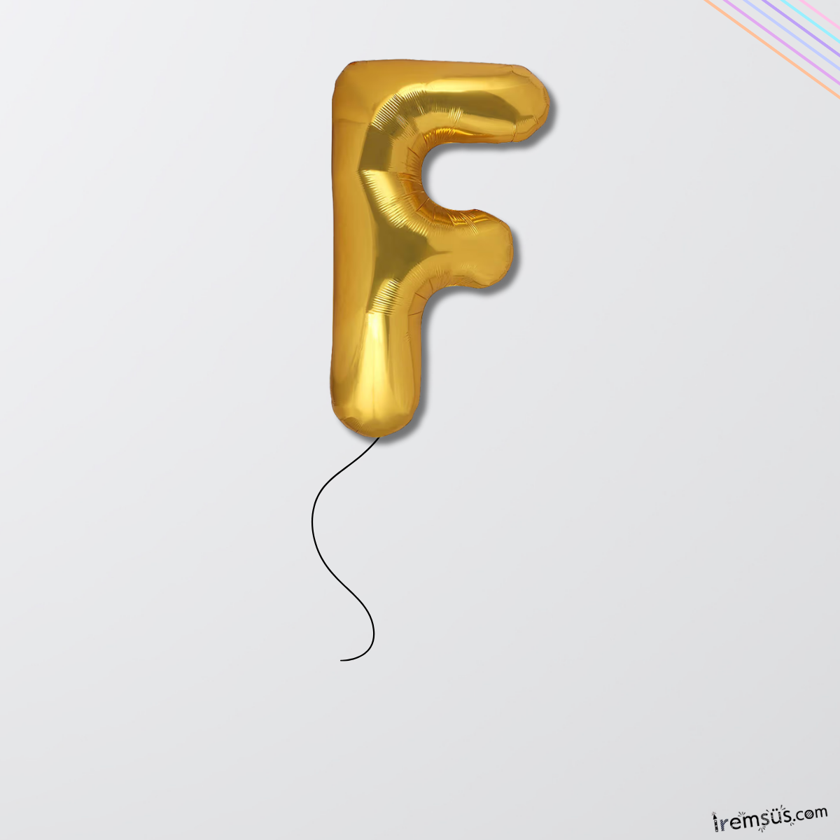 F Harfi Doğum Günü Gold Renk Folyo Helyum Balon 34'' 76 Cm F Harf Folyo Balon Gold Konsept
