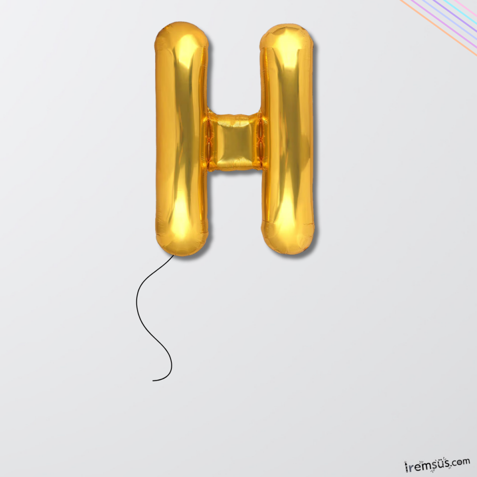 H Harfi Doğum Günü Gold Renk Folyo Helyum Balon 34'' 76 Cm D Harf Folyo Balon Gold Konsept