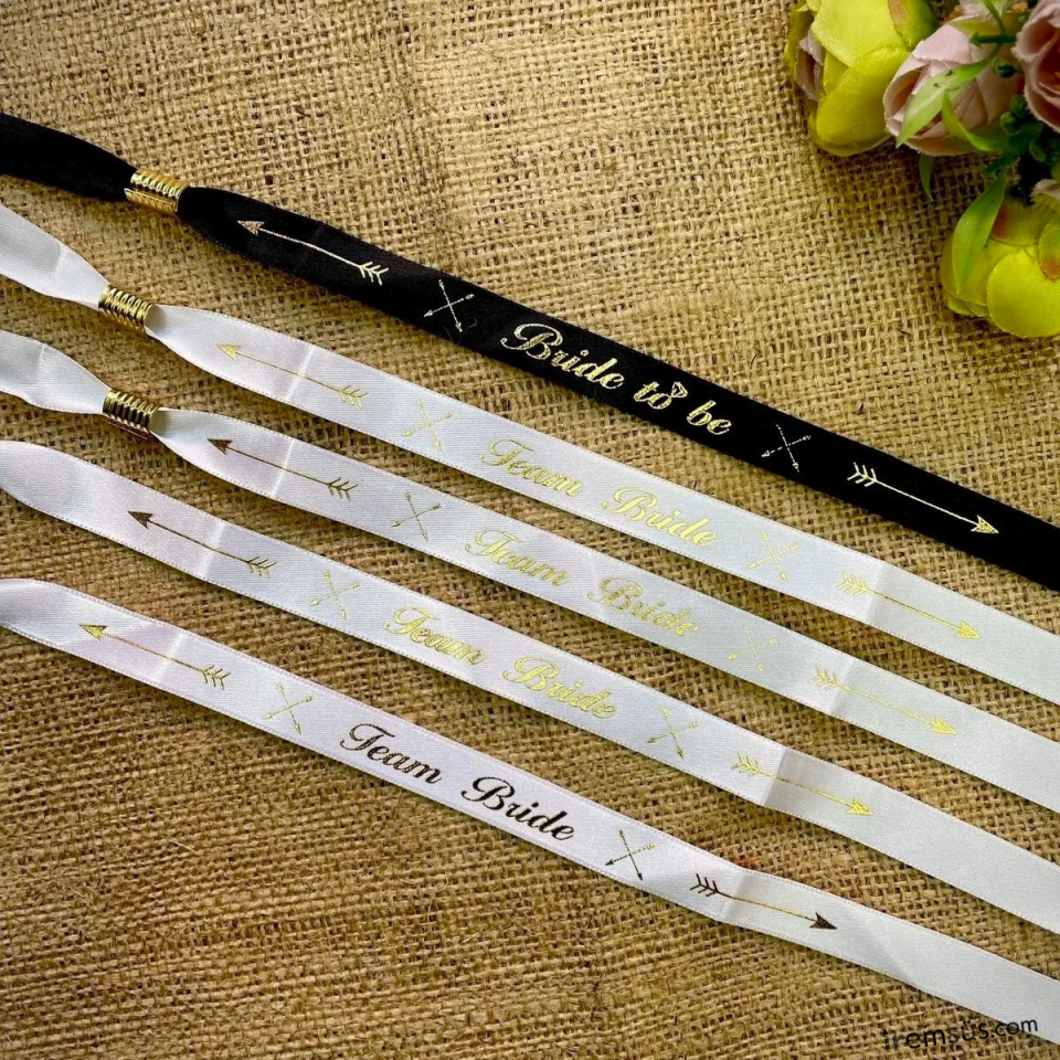 Bride To Be Partisi Siyah Beyaz Yaldızlı Bileklik Seti 5 li Bekarlığa Veda Partisi Süsleme