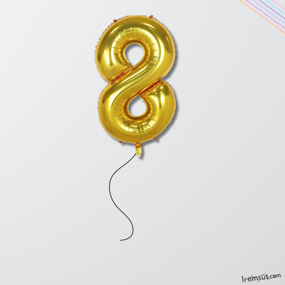 8 Yaş Gold Renk Folyo Helyum Balon 76 Cm