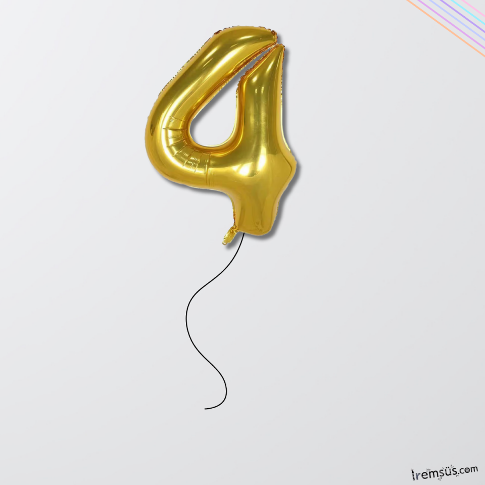 4 Yaş Gold Renk Folyo Helyum Balon 76 Cm