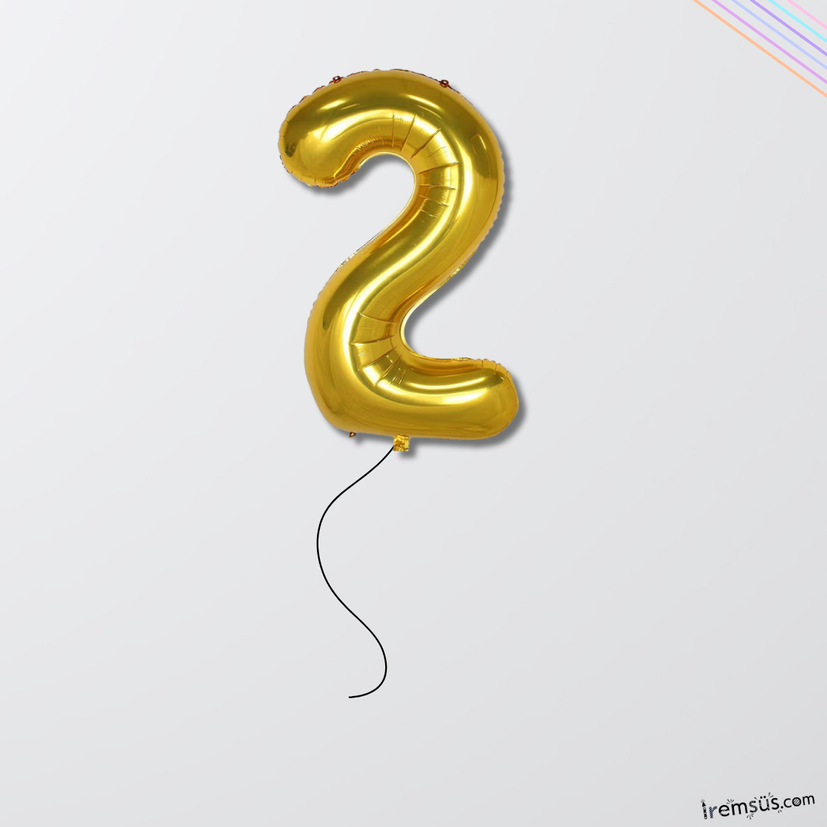 2 Yaş Doğum Günü Gold Renk Folyo Helyum Balon 34'' 76 Cm 3 Yaş Folyo Balon