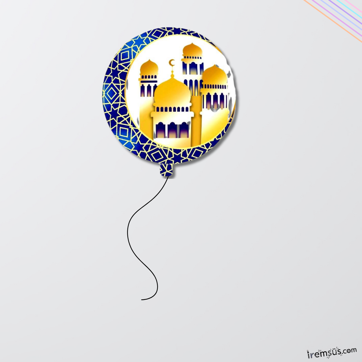 Kubbelı Hilal Folyo Yuvarlak Helyum Balon 18'' İslami Kutlama Partisi Süsleme Balonu Ramazan Balonu