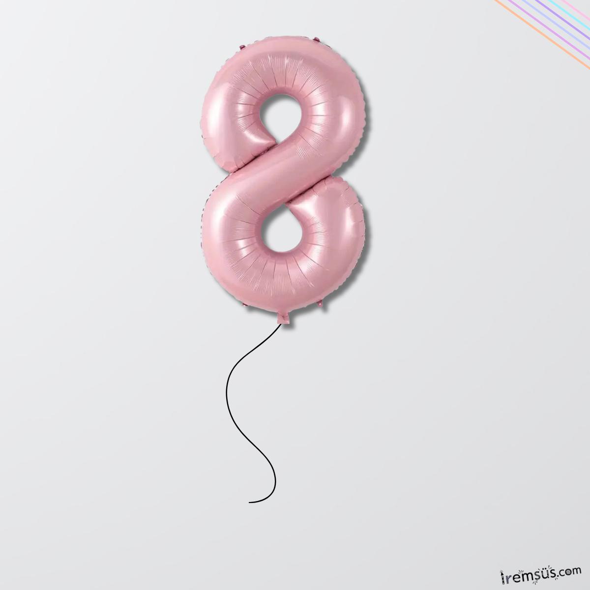 8 Yaş Doğum Günü Pembe Renk Folyo Helyum Balon 34'' 76 Cm 8 Yaş Folyo Balon