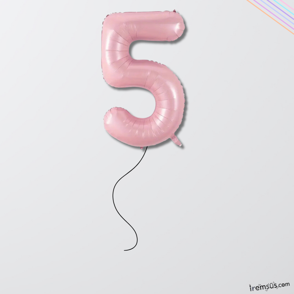 5 Yaş Pembe Renk Folyo Helyum Balon 76 Cm
