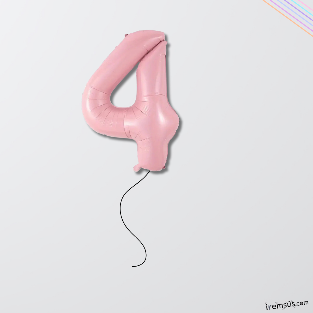 4 Yaş Doğum Günü Pembe Renk Folyo Helyum Balon 34'' 76 Cm 4 Yaş Folyo Balon