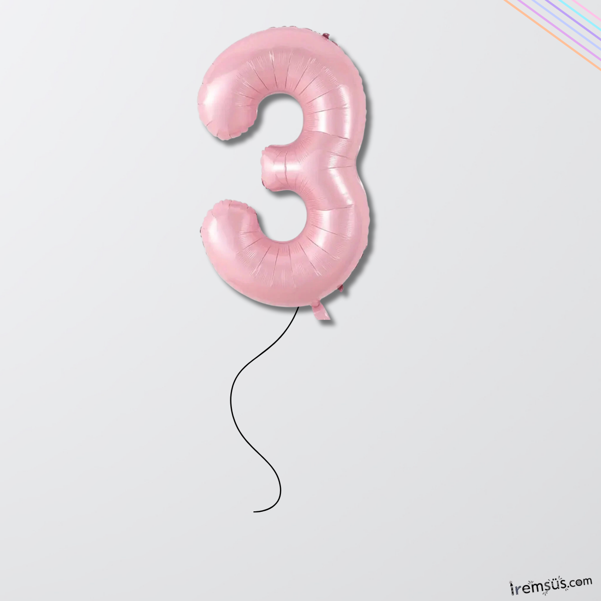3 Yaş Pembe Renk Folyo Helyum Balon 76 Cm