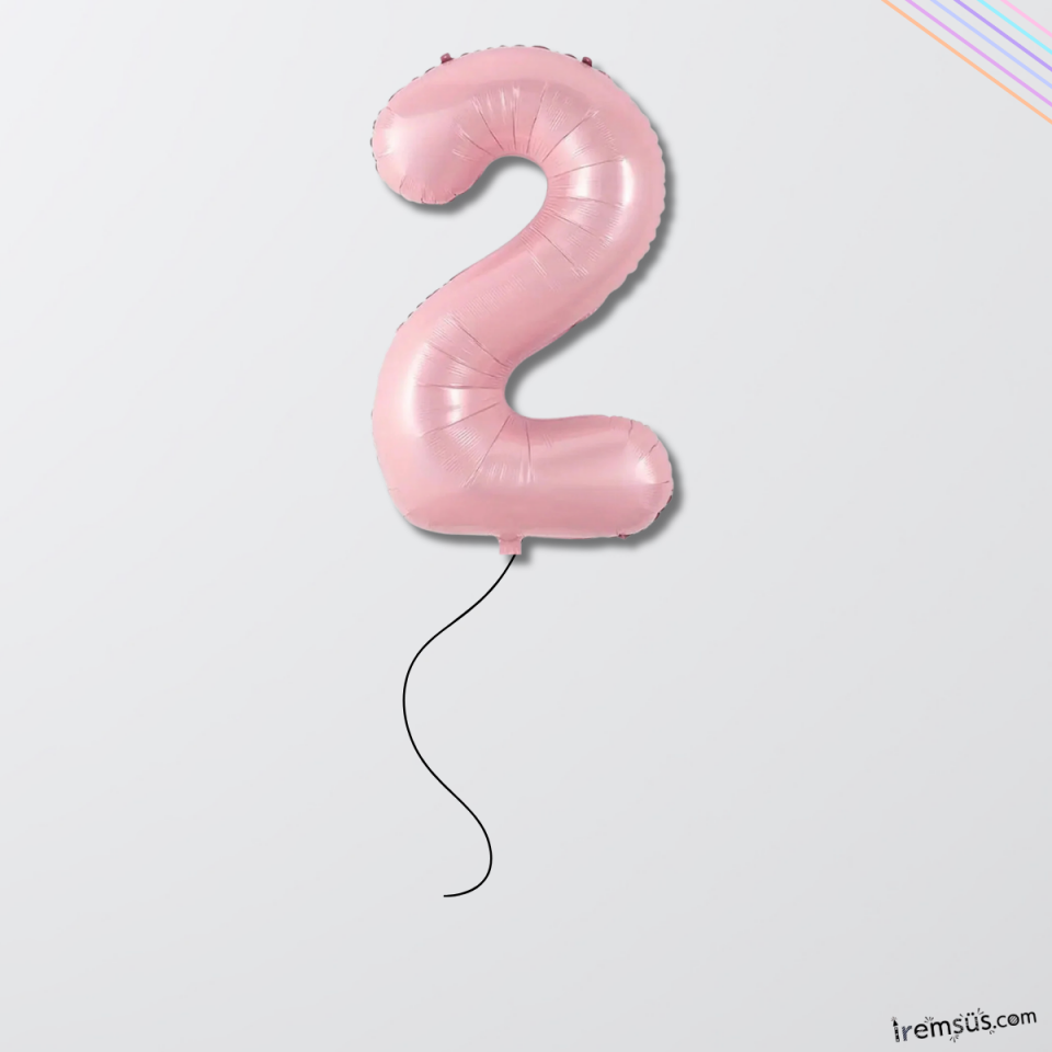 2 Yaş Doğum Günü Pembe Renk Folyo Helyum Balon 34'' 76 Cm 2 Yaş Folyo Balon
