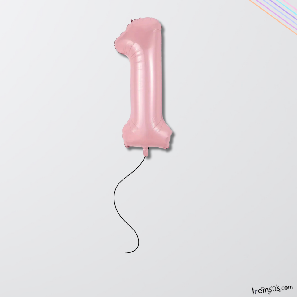 1 Yaş Pembe Renk Folyo Helyum Balon 76 Cm