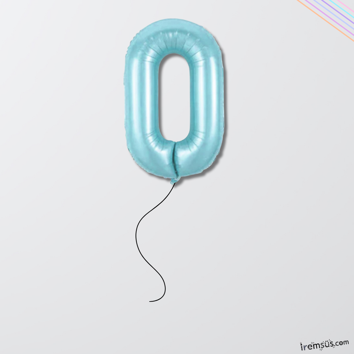 0 Rakamı Mavi Renk Folyo Helyum Balon 34'' 76 Cm 0 Rakam Folyo Balon