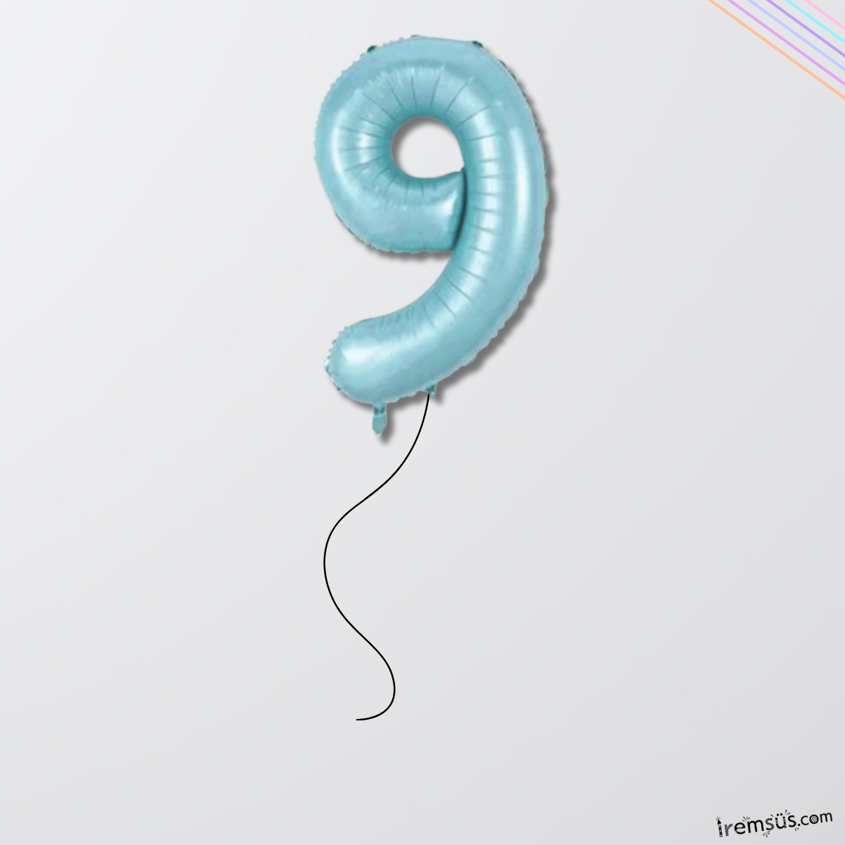 9 Yaş Mavi Renk Folyo Helyum Balon 76 Cm