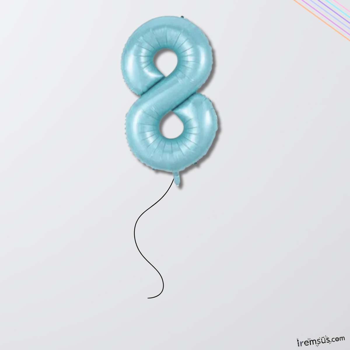 8 Yaş Mavi Renk Folyo Helyum Balon 76 Cm