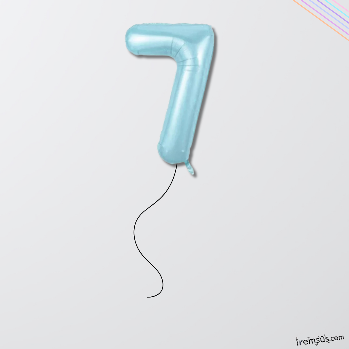 7 Yaş Doğum Günü Mavi Renk Folyo Helyum Balon 34'' 76 Cm 7 Yaş Folyo Balon