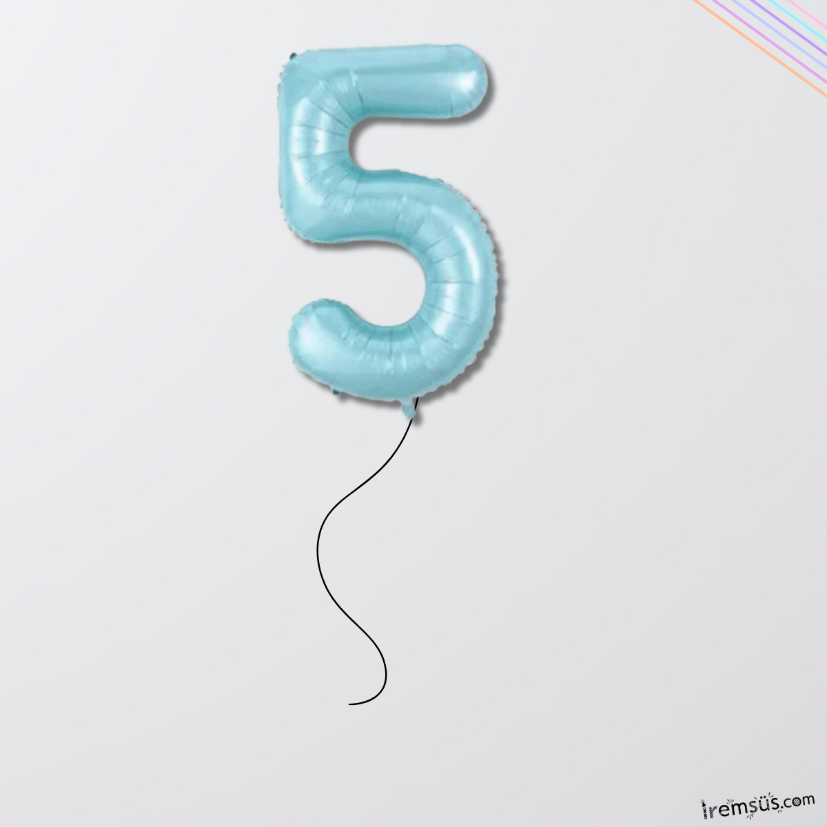 5 Yaş Mavi Renk Folyo Helyum Balon 76 Cm