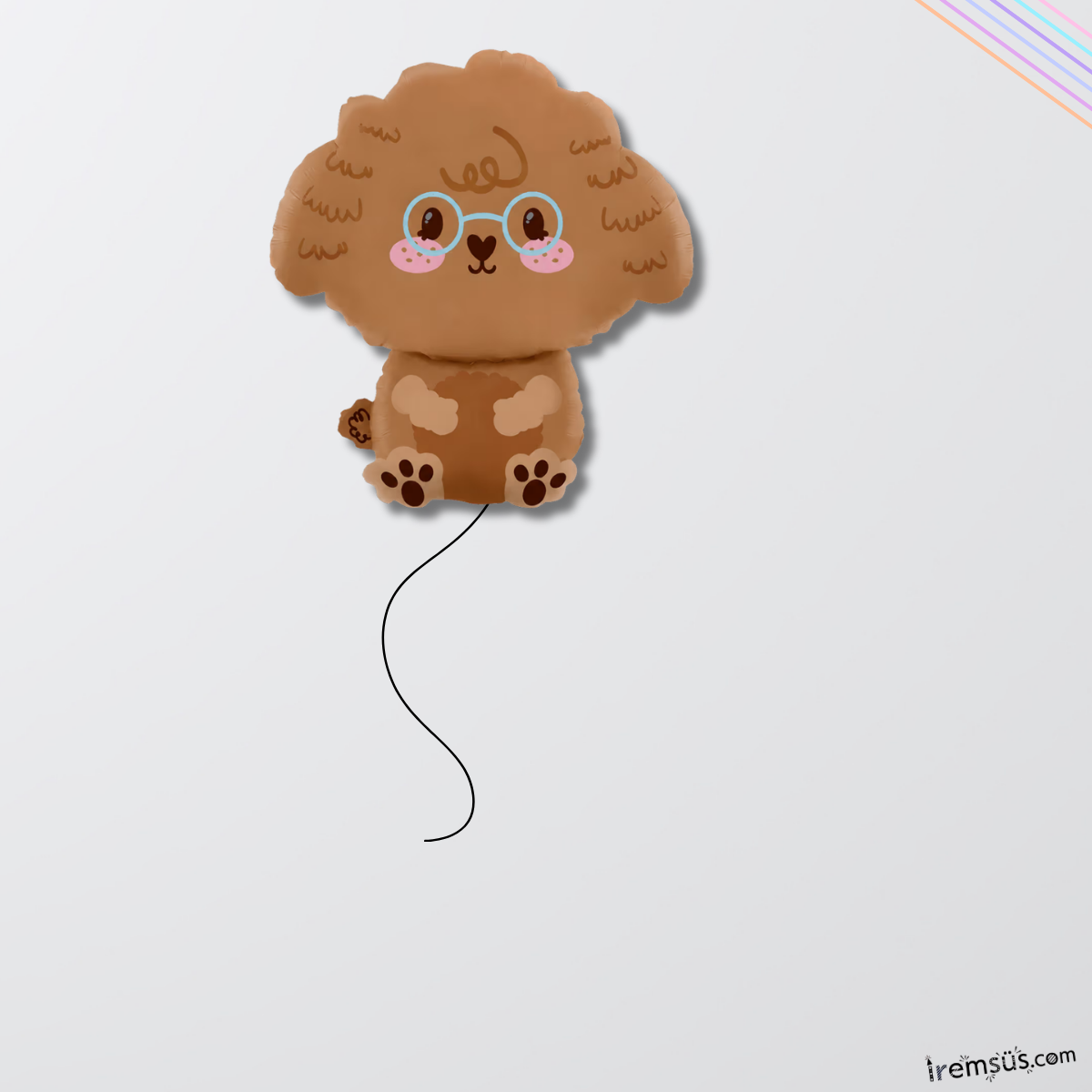 Poodle Figür Kahve Renk Folyo Helyum Balon 60 cm