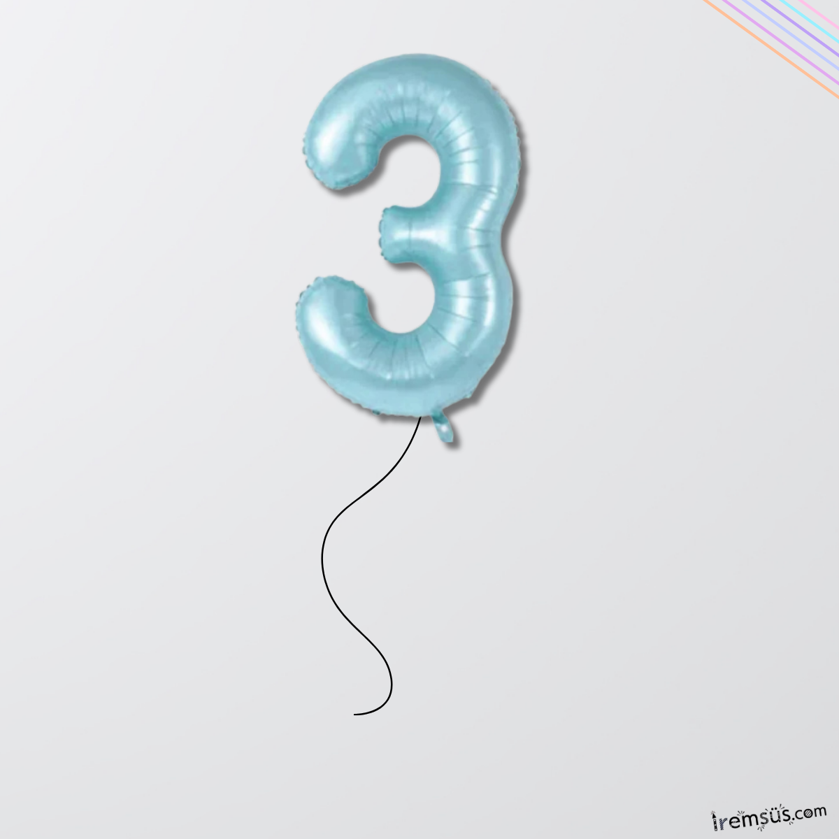 3 Yaş Mavi Renk Folyo Helyum Balon 76 Cm
