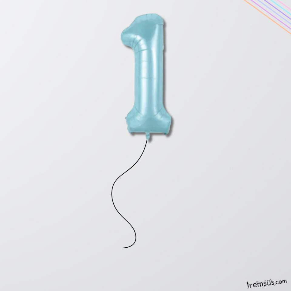 1 Yaş Doğum Günü Mavi Renk Folyo Helyum Balon 34'' 76 Cm 1 Yaş Folyo Balon