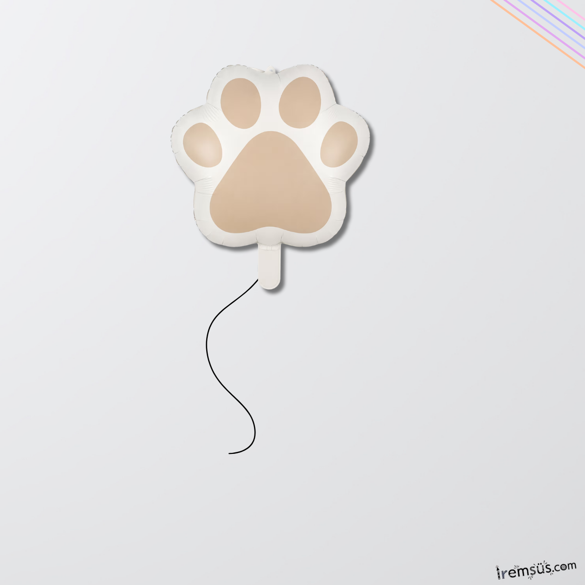Retro Renk Köpek Patisi Figür Folyo Helyum Balon 45 cm Bej Renk Pati Folyo Balon