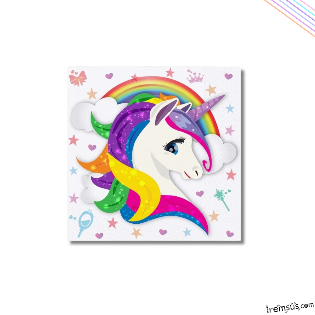 Unicorn Konsept Doğum Günü Partisi Peçetesi 33*33 Cm 16 lı Unicorn Parti Süslemesi