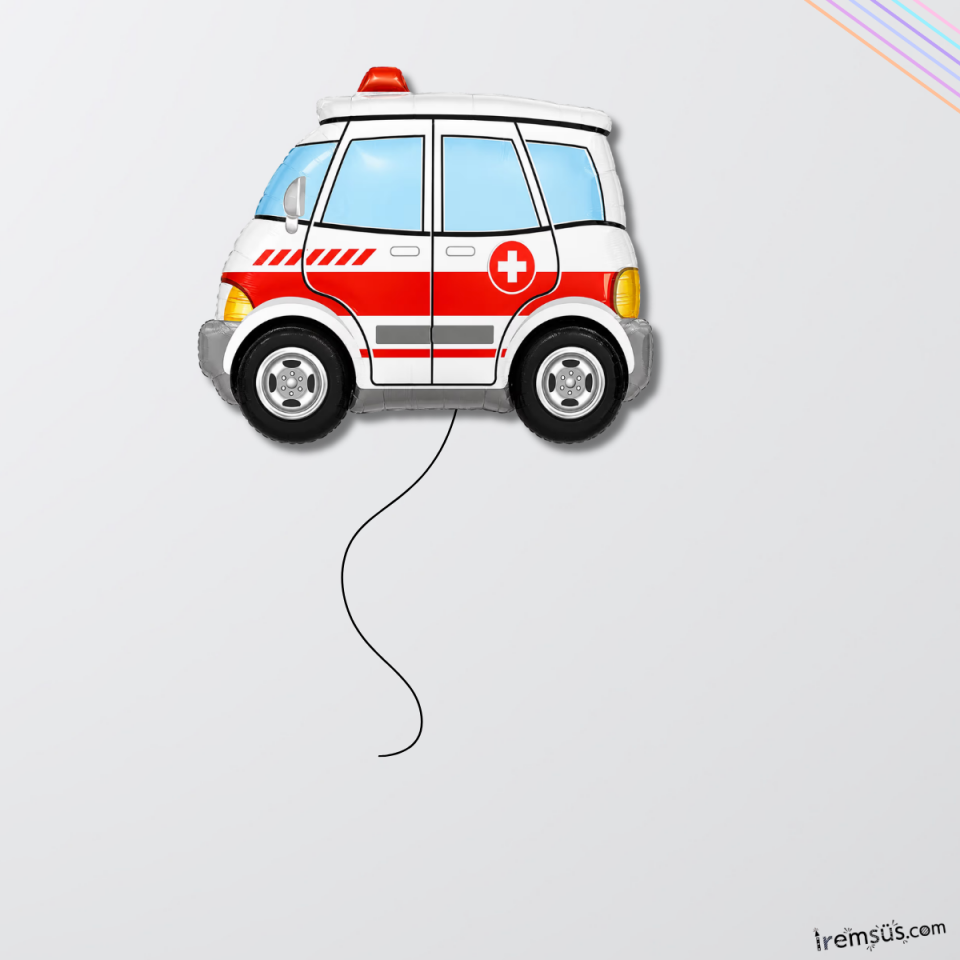 Ambulans Arabası Folyo Helyum Balon 60 Cm