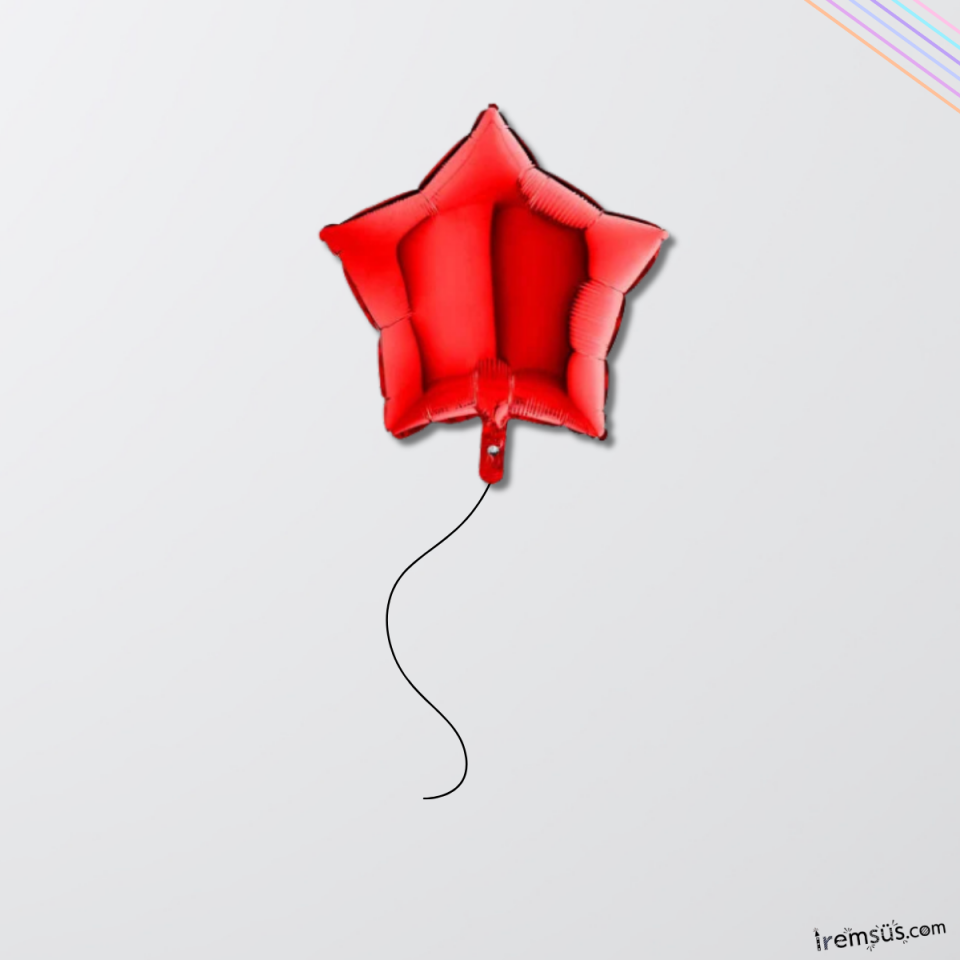 Kırmızı Renkli Folyo Yıldız Helyum Balon 18'' 45cm 1 Adet Yıldız Balon Süslemesi