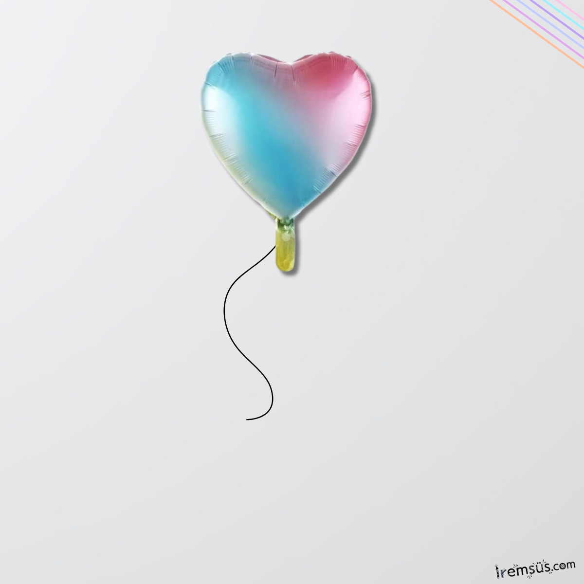 Gökkuşağı Renkli Folyo Kalp Balon Helyum Balon 18'' 45cm 1 Adet Sevgililer Günü Sürprizi balon