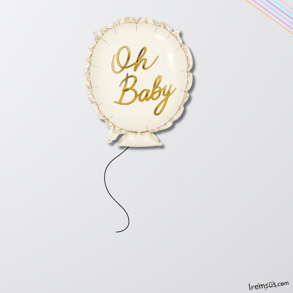 Oh Baby Folyo Balon Beyaz Gold Renk 64*51 cm Bebek Yeni Doğum Süslemesi