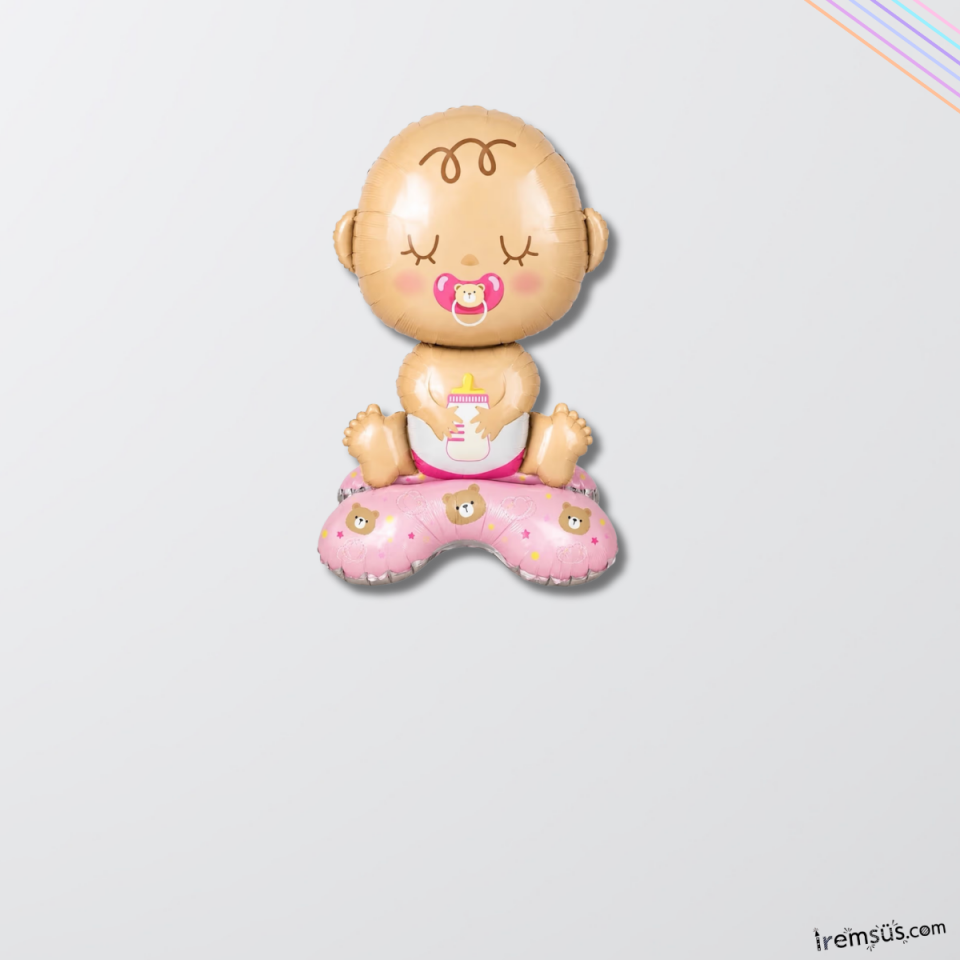 Ayaklı Pembe Renk Kız Bebek Figürü Folyo Balon 60 cm Cinsiyet Partisi Ve Yeni Doğum Süslemesi