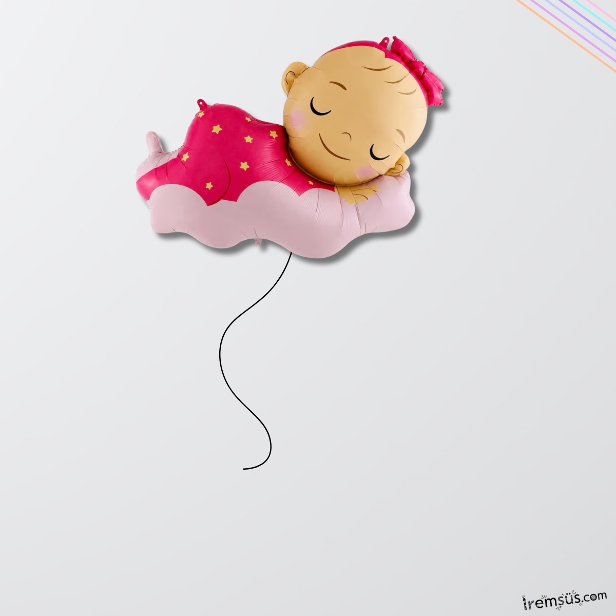 Uyuyan Bebek Figür Folyo Helyum Balon Pembe Renk 98 cm