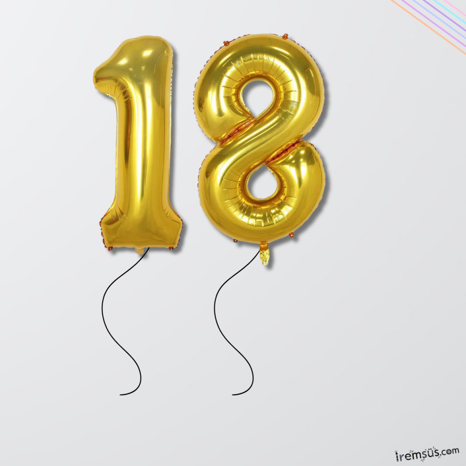 18 Yaş Rakam Folyo Balon Gold Renk 76 Cm
