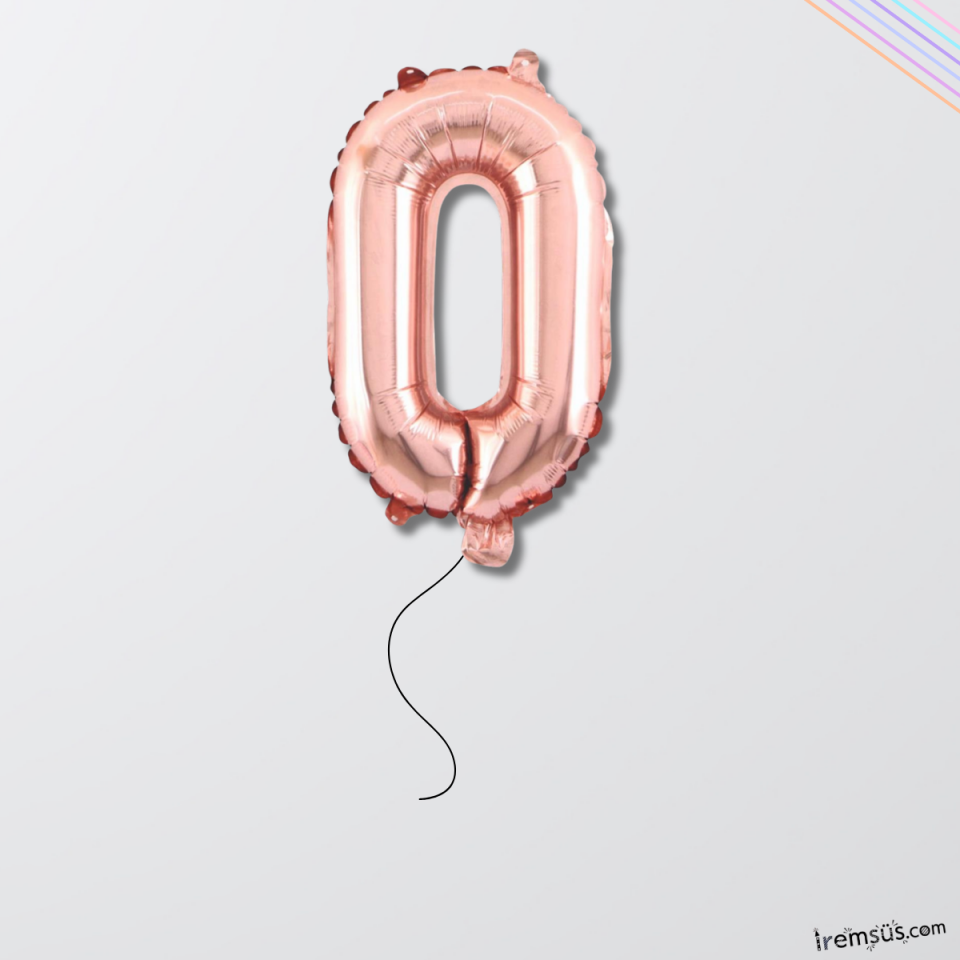 0 Rakam Doğum Günü Rose Renk Folyo Helyum Balon 34'' 76 Cm 0 Rakam Folyo Balon