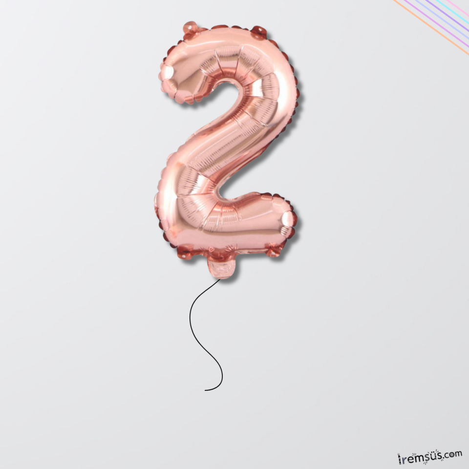 2 Yaş Doğum Günü Rose Renk Folyo Helyum Balon 34'' 76 Cm 2 Yaş Folyo Balon