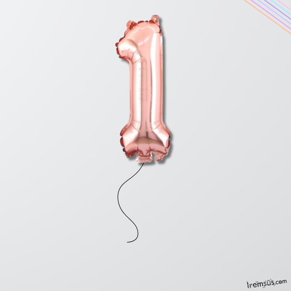 1 Yaş Doğum Günü Rose Renk Folyo Helyum Balon 34'' 76 Cm 1 Yaş Folyo Balon
